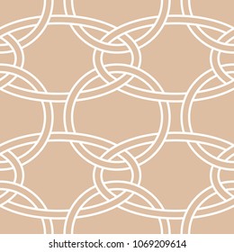 Beige and white geometric ornament. Seamless pattern for web, textile and wallpapers
