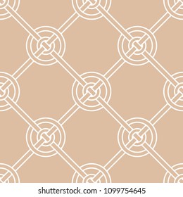 Beige and white geometric ornament. Seamless pattern for web, textile and wallpapers