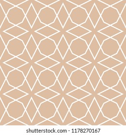 Beige and white geometric ornament. Seamless pattern for web, textile and wallpapers