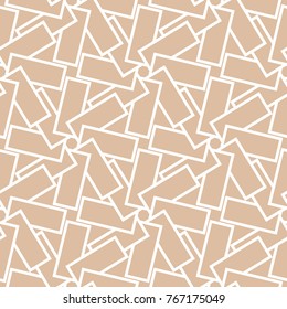 Beige and white geometric ornament. Seamless pattern for web, textile and wallpapers