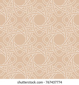 Beige and white geometric ornament. Seamless pattern for web, textile and wallpapers