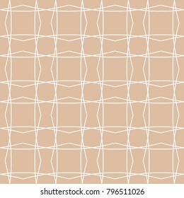 Beige and white geometric ornament. Seamless pattern for web, textile and wallpapers