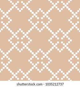 Beige and white geometric print. Seamless pattern for web, textile and wallpapers