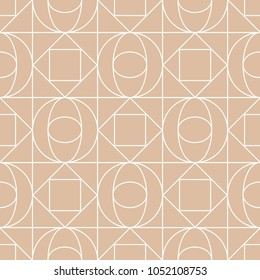 Beige and white geometric print. Seamless pattern for web, textile and wallpapers