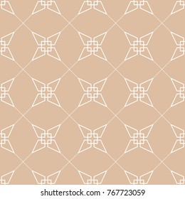 Beige and white geometric print. Seamless pattern for web, textile and wallpapers