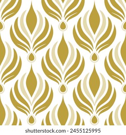 Beige and white luxury vector seamless pattern. Ornament, Traditional, Ethnic, Arabic, Turkish, Indian motifs. Great for fabric and textile, wallpaper, packaging design or any desired idea.