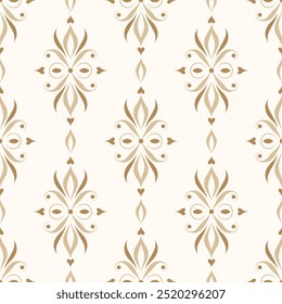 Beige and white luxury vector seamless pattern. Ornament, Traditional, Ethnic, Arabic, Turkish, Indian motifs. Great for fabric and textile, wallpaper, packaging design or any desired idea.