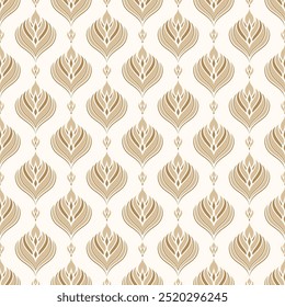 Beige and white luxury vector seamless pattern. Ornament, Traditional, Ethnic, Arabic, Turkish, Indian motifs. Great for fabric and textile, wallpaper, packaging design or any desired idea.