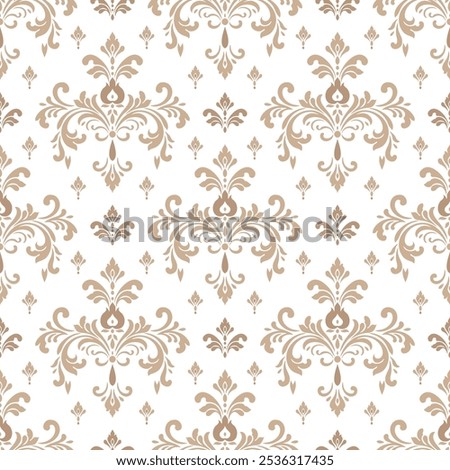 Beige and white luxury vector seamless pattern. Ornament, Traditional, Ethnic, Arabic, Turkish, Indian motifs. Great for fabric and textile, wallpaper, packaging design or any desired idea.