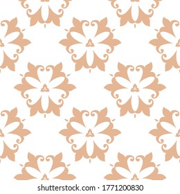 Beige and white seamless pattern. Floral background. Vector illustration