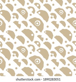 Beige and white Seamless repeat pattern with half circle and small empty circles at an angle