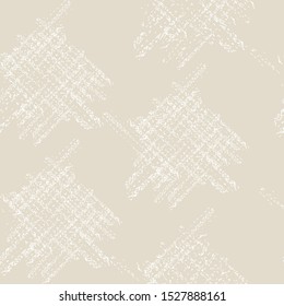 Beige and White Vector seamless check pattern. Allover pattern. Ink grunge grid. Hand drawn seamless check pattern. Graphic background with ethnic tartan. Seamless check pattern background.