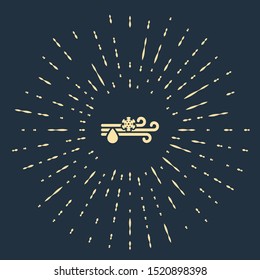 Beige Wind and rain with snow icon isolated on dark blue background. Windy weather. Abstract circle random dots. Vector Illustration