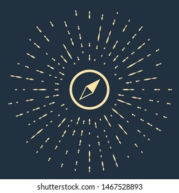 Beige Wind rose icon isolated on dark blue background. Compass icon for travel. Navigation design. Abstract circle random dots. Vector Illustration