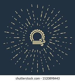 Beige Wind and sun icon isolated on dark blue background. Windy weather. Abstract circle random dots. Vector Illustration