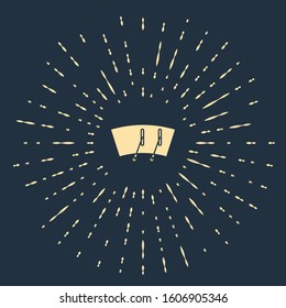 Beige Windscreen wiper icon isolated on blue background. Abstract circle random dots. Vector Illustration