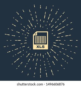 Beige XLS file document. Download xls button icon isolated on dark blue background. Excel file symbol. Abstract circle random dots. Vector Illustration