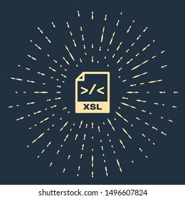 Beige XSL file document. Download xsl button icon isolated on dark blue background. Excel file symbol. Abstract circle random dots. Vector Illustration
