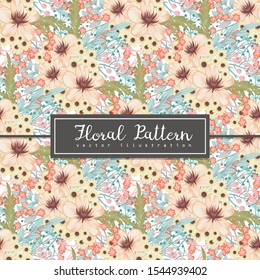 Beige and yellow flower background seamless pattern