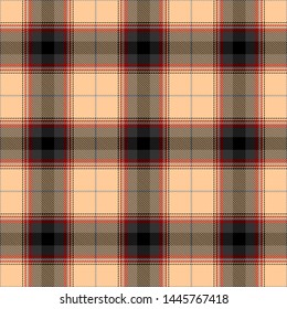 Beige,Black and Red Tartan Plaid Scottish Seamless Pattern. Texture from tartan, plaid, tablecloths, shirts, clothes, dresses, bedding, blankets and other textile.