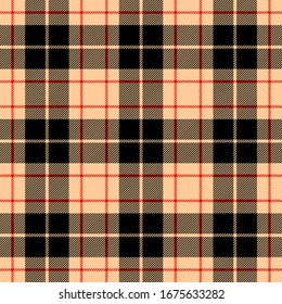 Beige,Black and Red Tartan Plaid Scottish Seamless Pattern. Texture from tartan, plaid, tablecloths, shirts, clothes, dresses, bedding, blankets and other textile.