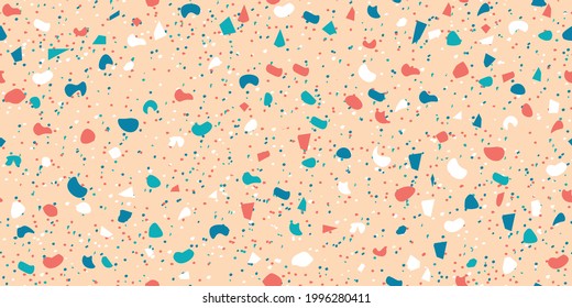Beige,yellow,orange,blue and green color Seamless Texture Terrazzo Floor, Abstract Terrazzo vector background.Marble floor for design.Vector illustrator