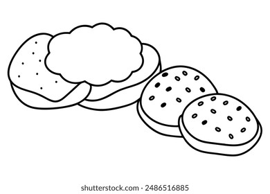 Beignets line art artistic design drawing hand illustration