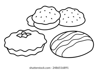 Beignets line art creative design drawing hand artwork