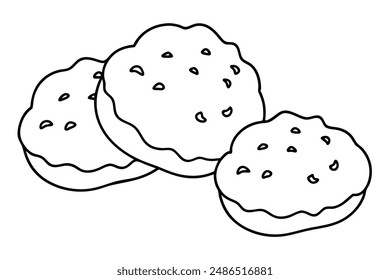 Beignets line art detailed design drawing hand illustration