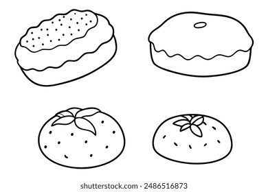 Beignets line art intricate design drawing hand illustration