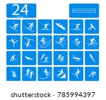 Beijing 2022 olympics vector set of 24 winter sport icons. Silhouette sport sign collection. Indoor and outdoor activities, single, team sport included. Graphic clip art for design, mobile, web, print