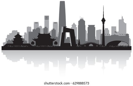 Beijing China city skyline vector silhouette illustration