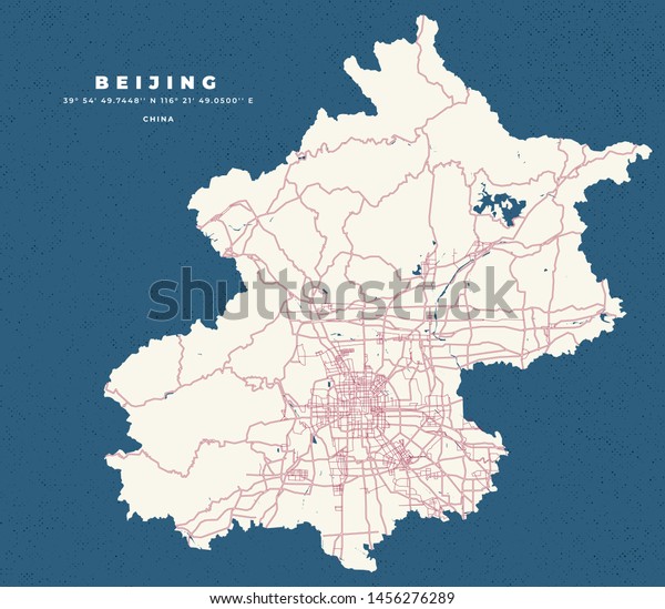 Beijing China Map Road Poster Vector Halftone\
Textures Abstract