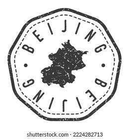Beijing, China Map Stamp Retro Postmark. Silhouette Postal Passport. Seal Round Vector Icon. Badge Vintage Postage Design.
