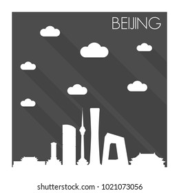 Beijing China Skyline City Flat Silhouette Design Background