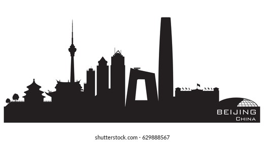 Beijing China skyline Detailed vector silhouette