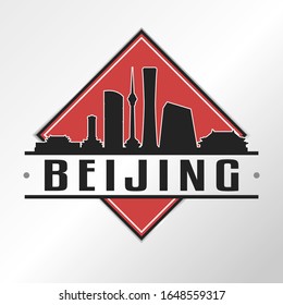 Beijing China Skyline Logo. Adventure Landscape Design Vector Illustration.