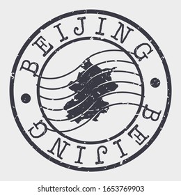 Beijing China Stamp Postal. A Map Silhouette Seal. Passport Round Design. Vector Icon Design Retro Travel.