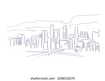 Beijing China vector sketch city illustration line art sketch