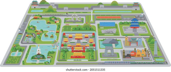 Beijing, Chinese city. Vector illustration