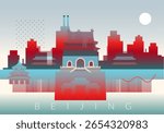 Beijing City  and The Bell Tower Abstract - Stock Illustration as EPS 10 File