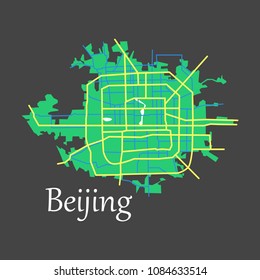 Beijing city map flat illustration
