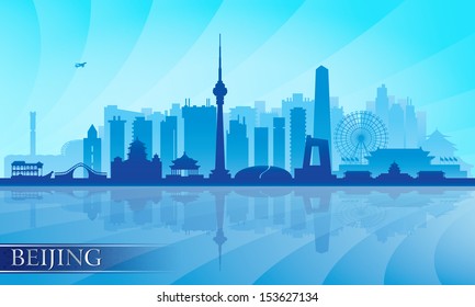 Beijing city skyline detailed silhouette. Vector illustration