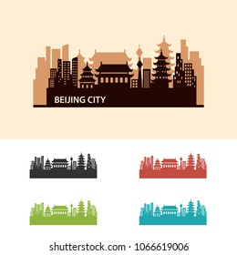 Beijing City Skyline Logo Vector
