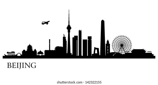 Beijing city skyline. Vector silhouette illustration