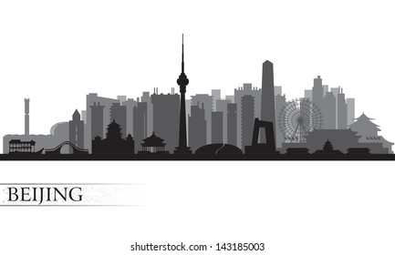 Beijing City Skyline. Vector Silhouette Illustration