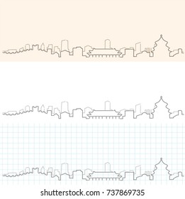 Beijing Hand Drawn Skyline