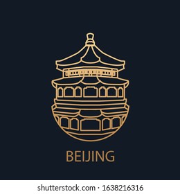 Beijing icon. Pictogram China. Vector illustration. Souvenir products.