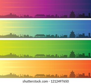 Beijing Multiple Color Gradient Skyline Banner