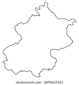 Beijing Municipality Outline Map China Capital Region